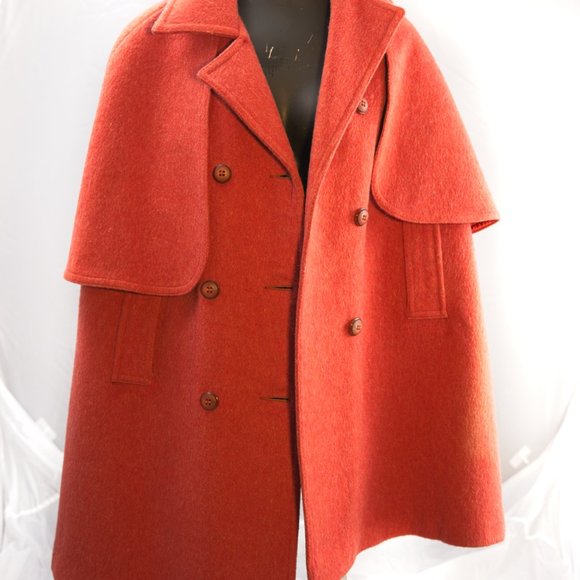 60s Davis of Boston Burnt Orange Cape Jacket - Picture 2 of 7